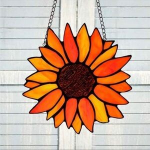 Orange Sunflower Shaped 2 Sided
Acrylic Suncatcher With Metal
Chain
